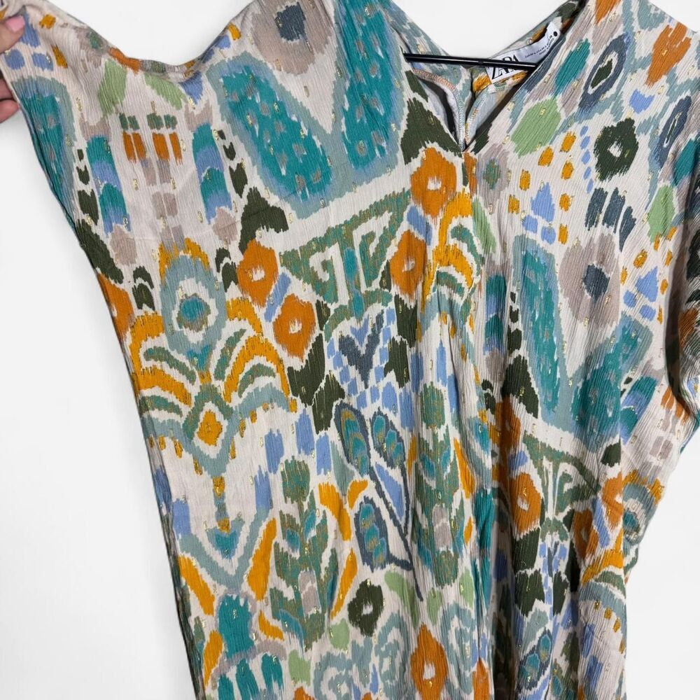 Zara oversized Maximalist midi dress with V-neckline short sleeves. Size M/L - Picture 5 of 8